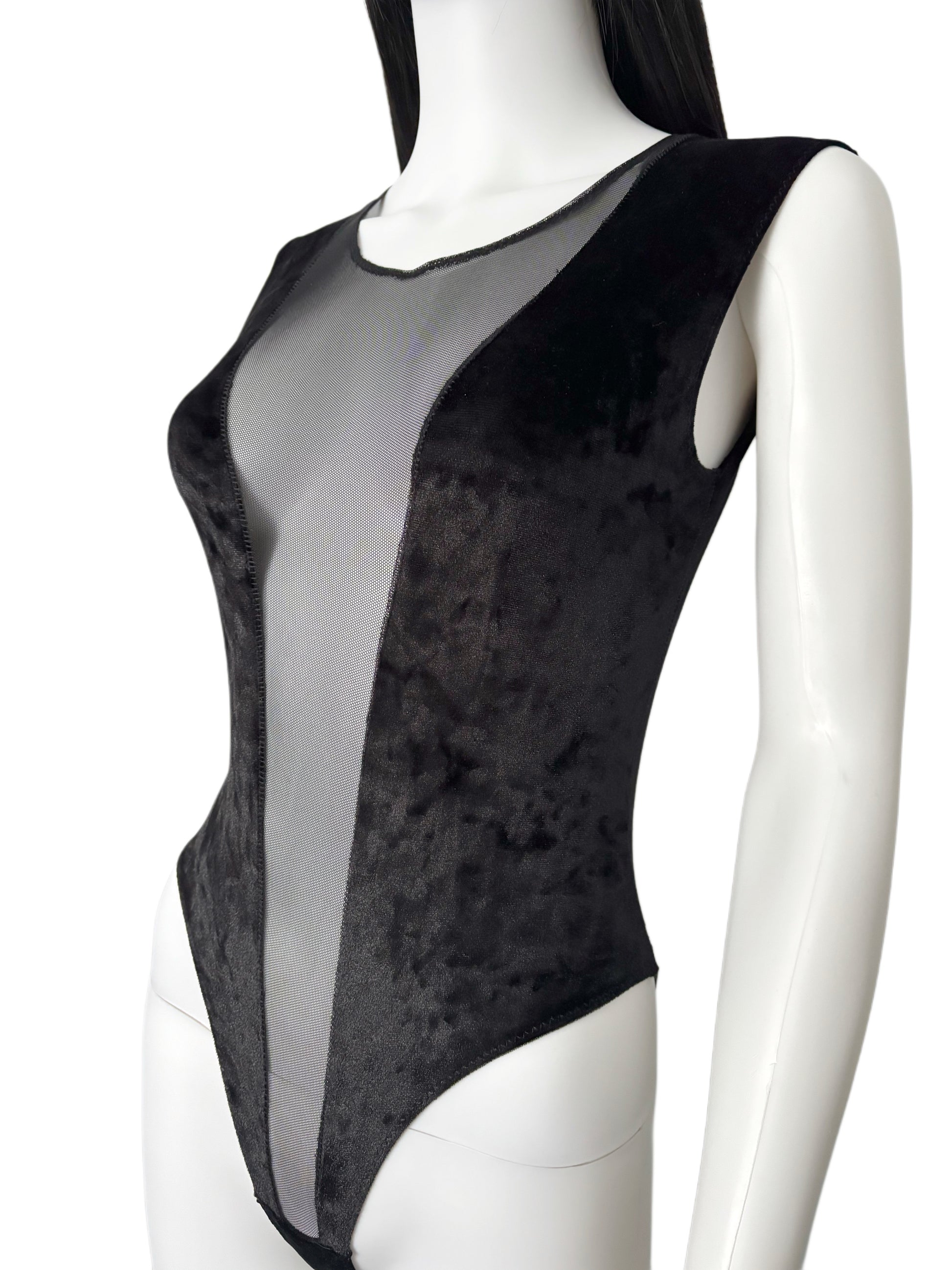 26W3001 - Crushed Velvet Mesh Bodysuit