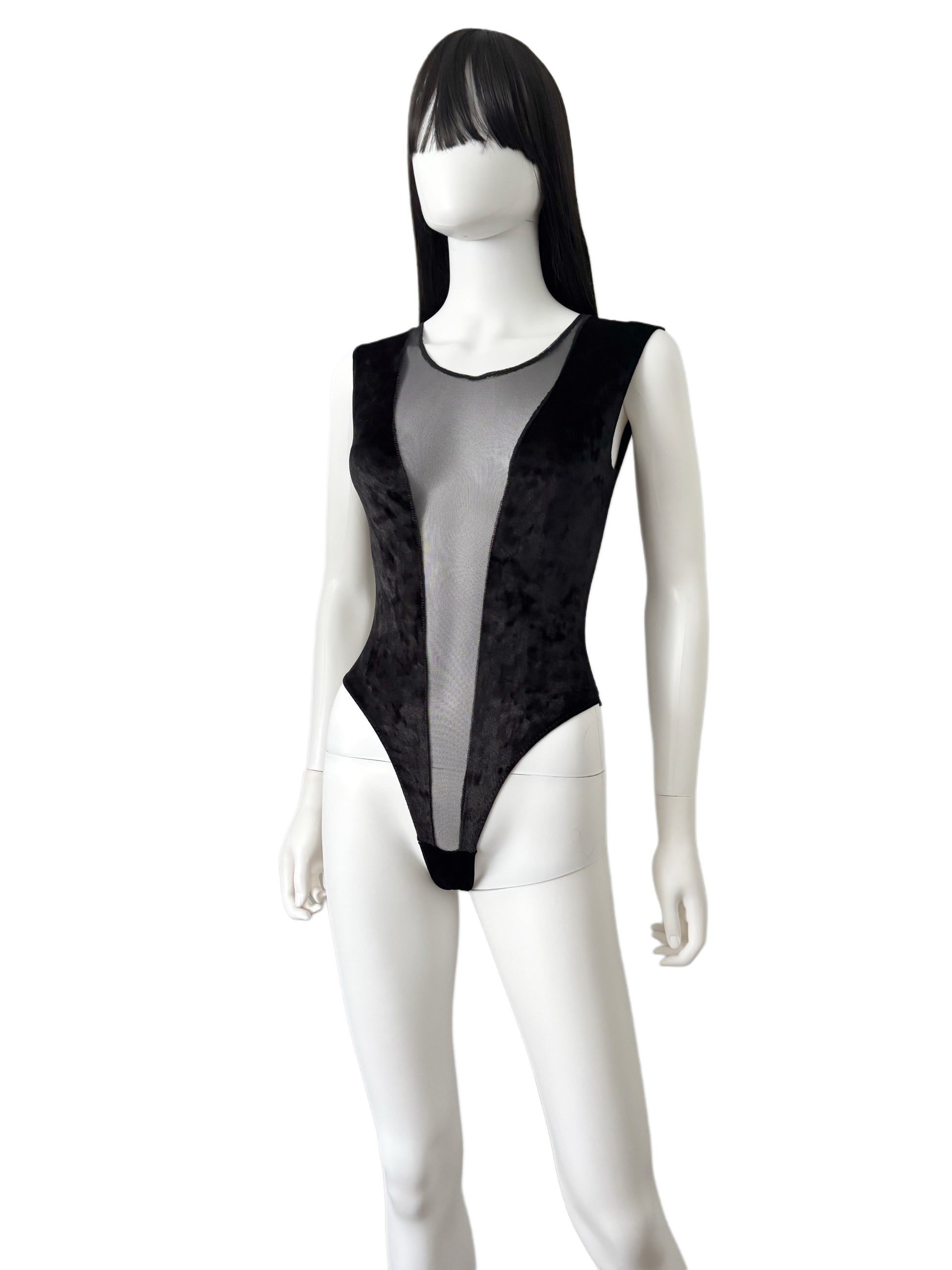 26W3001 - Crushed Velvet Mesh Bodysuit
