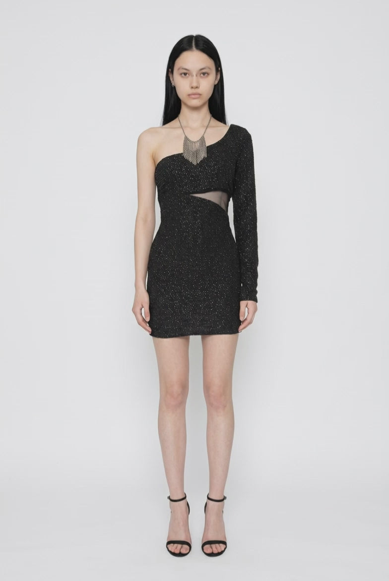 Sparkly One Shoulder Mini Dress